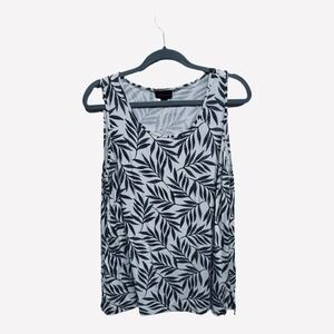 J. Jill Rayong Blend Tropical Lead Tank Top Size Large White Gray Minimalist